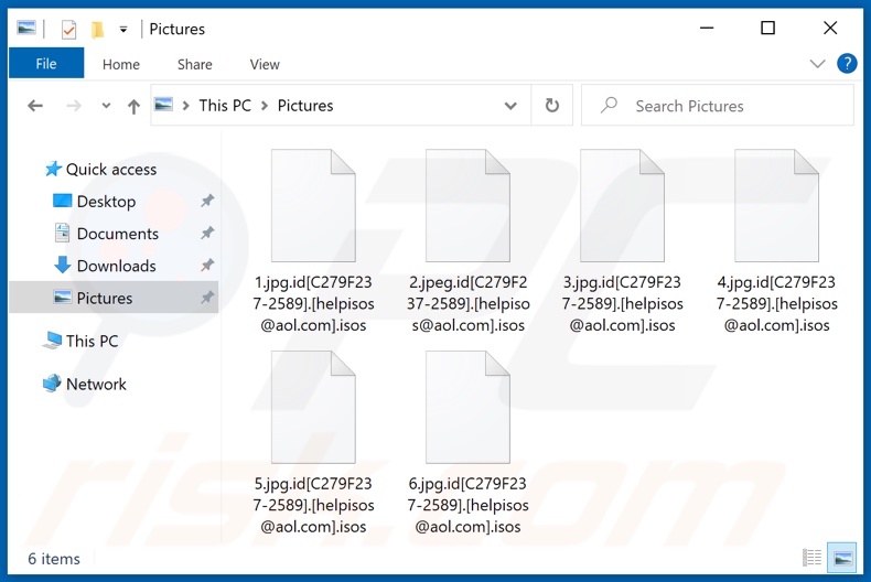 Ficheiros encriptados pelo ransomware Isos (extensão .isos)