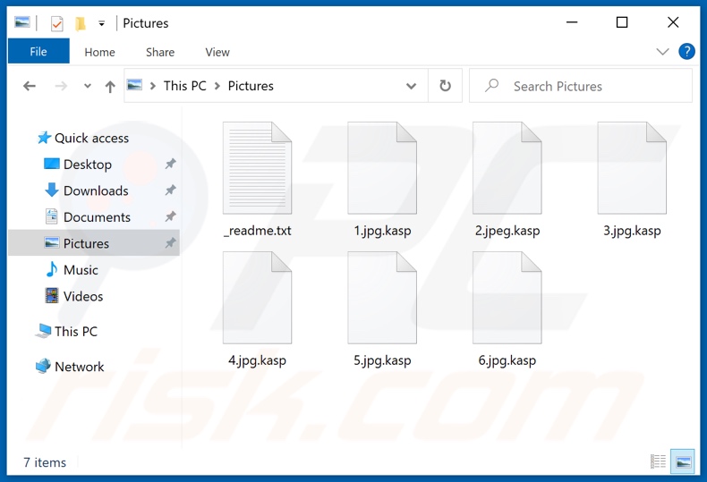 Ficheiros encriptados pelo ransomware Kasp (extensão .kasp)