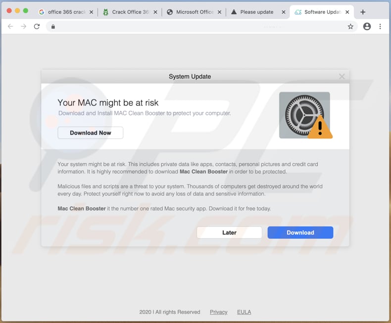 maccleanbooster página de descarregamento fraudulenta de aplicação indesejada