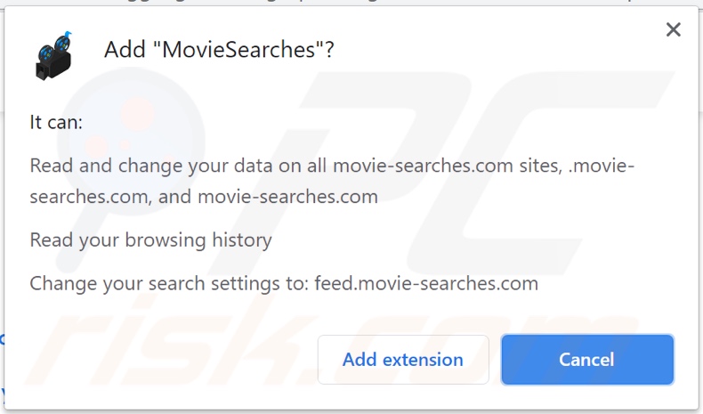 Sequestrador de navegador MovieSearches a pedir permissões