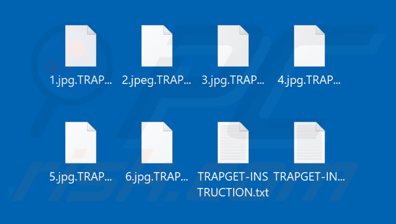 Ficheiros encriptados pelo ransomware TRAPGET (extensão .TRAPGET)