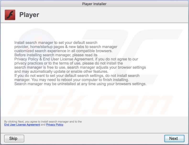 Delusive installer used to promote 6v5f3l.com browser hijacker