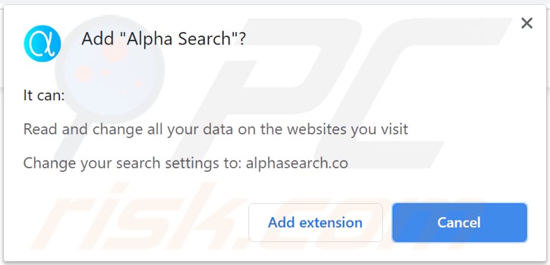 notificação do sequestrador de navegador alpha search