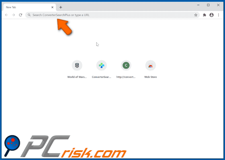 GIF de aparência de sequestrador de navegador ConverterSearchPlus