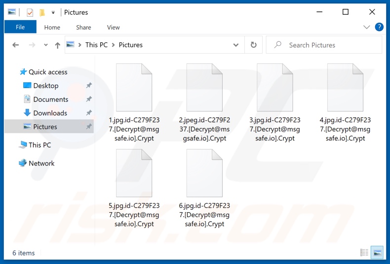Ficheiros encriptados pelo ransomware Crypt (extensão .Crypt)