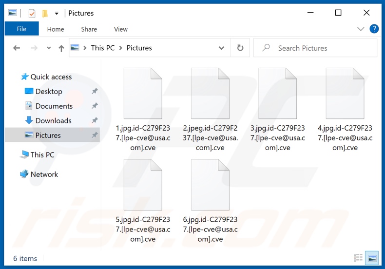 Ficheiros encriptados pelo ransomware Cve (extensão .cve)