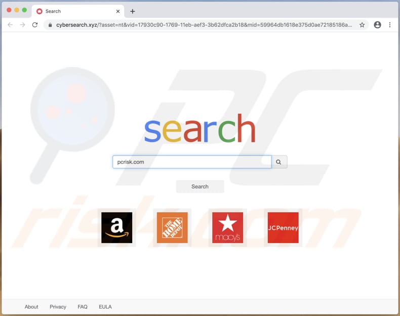 Sequestrador de navegador do Cyber Search num computador Mac