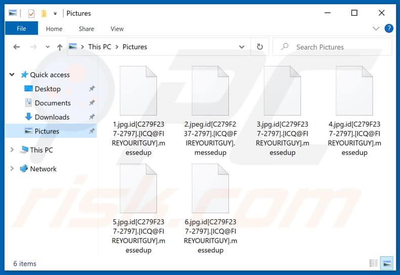 Ficheiros encriptados pelo ransomware MessedUp (extensão .messedUp)