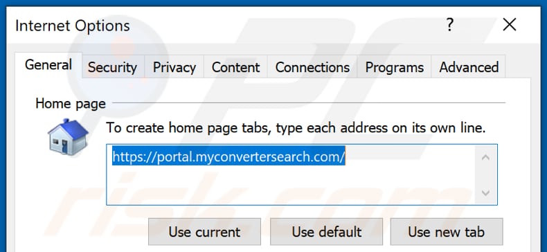 Removendo myconvertersearch.com da página inicial do Internet Explorer