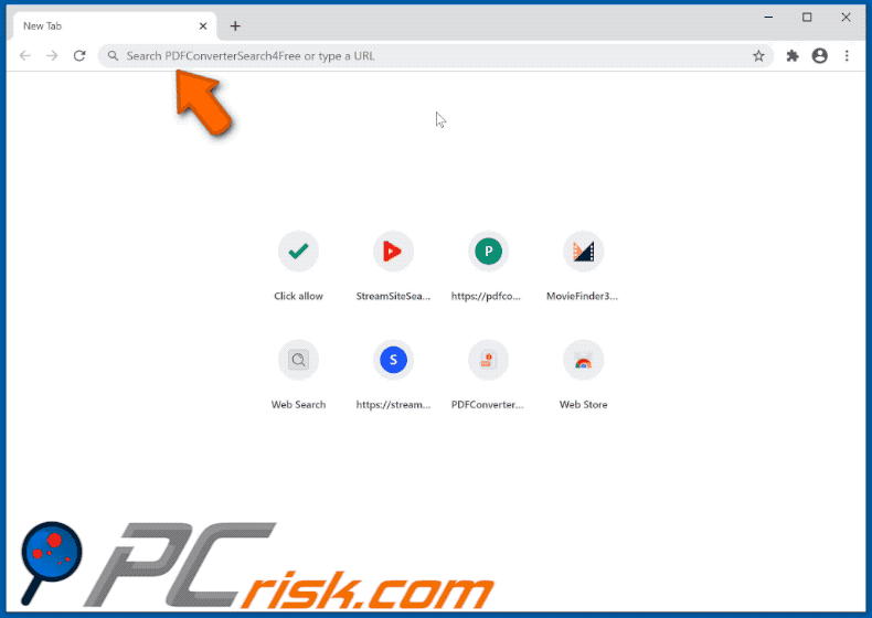 aparência GIF do sequestrador de navegador PDFConverterSearch4Free