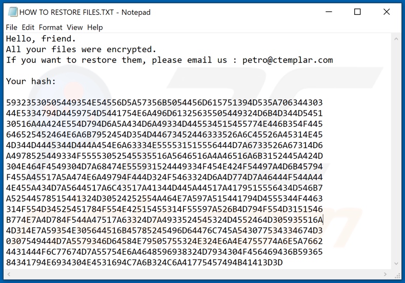 Instruções de desencriptação do RegretLocker (HOW TO RESTORE FILES.TXT)