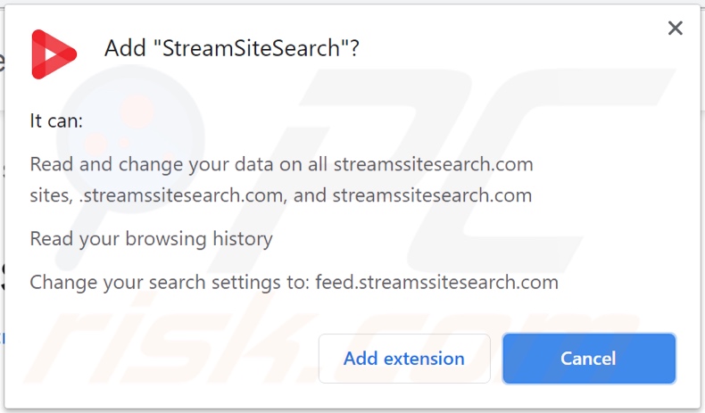 Sequestrador de navegador StreamSiteSearch a pedir permissões