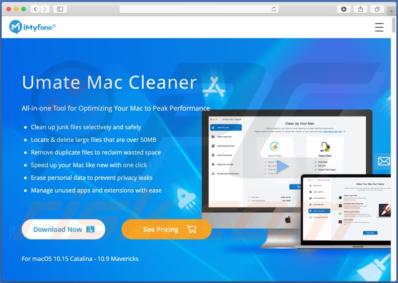 Site usado para promover a API Umate Mac Cleaner 