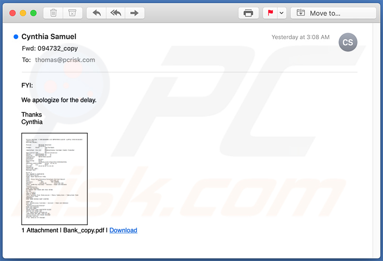 Email de spam usado para promover o site de phishing festivo.fi