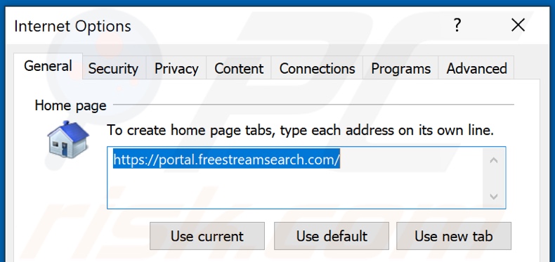 Removendo freestreamsearch.com da página inicial do Internet Explorer