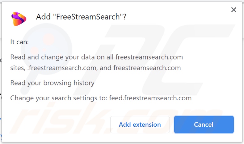 Sequestrador de navegador FreeStreamSearch a pedir permissões