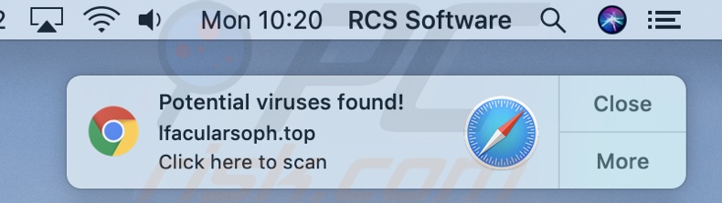 Notificação a promover a fraude Mac OS Alert