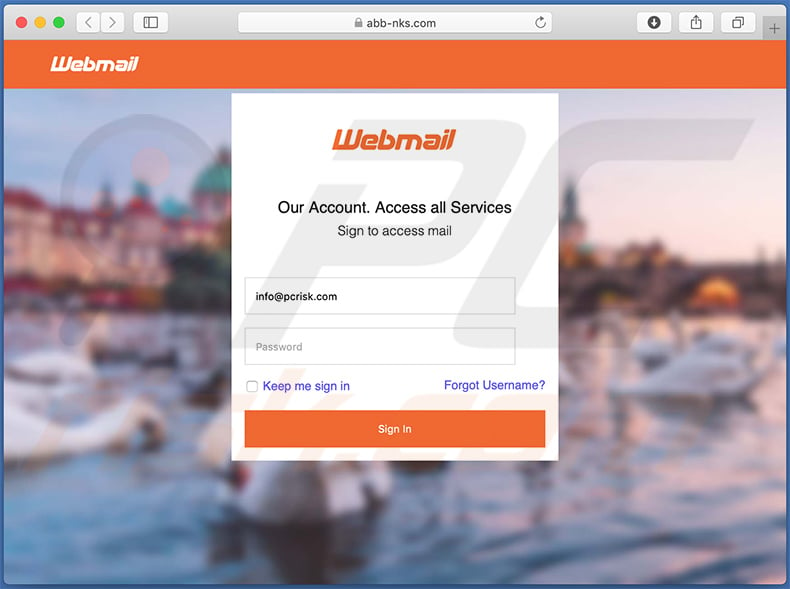 Site de phishing (abb-nks.com) promovido por e-mail de spam com tema Mail Quota