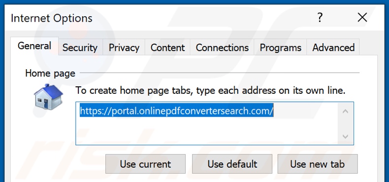 Removendo onlinepdfconvertersearch.com da página inicial do Internet Explorer