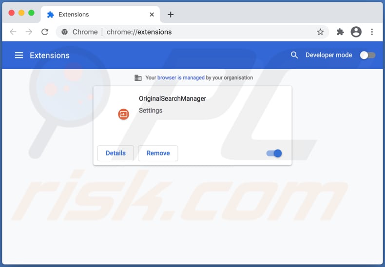 extensão do crhome do sequestrador de navegador originalsearchmanager