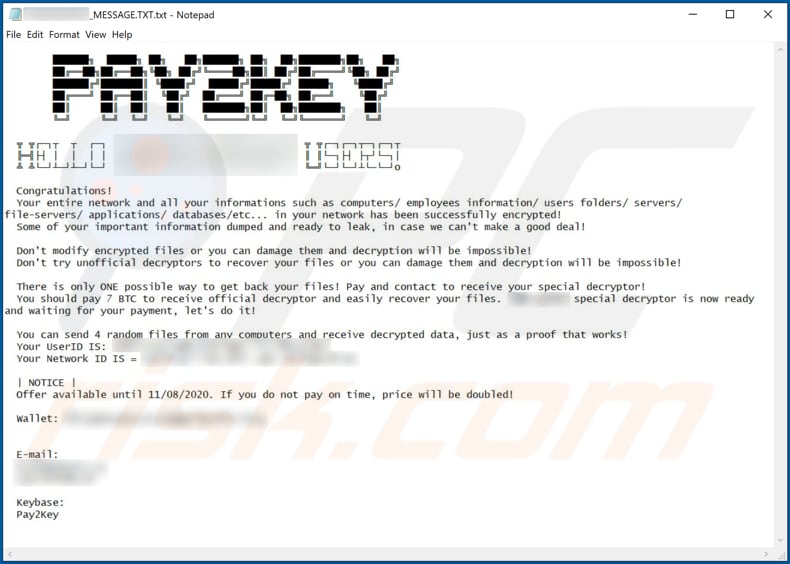 Instruções de desencriptação Pay2Key (Company_Name-MESSAGE.TXT)