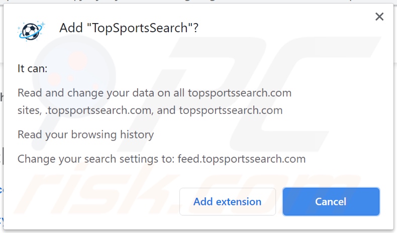 Sequestrador de navegador TopSportsSearch a pedir permissões