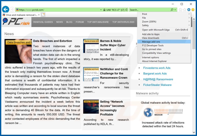 Remoção dos anúncios WikiNow do Internet Explorer passo 1