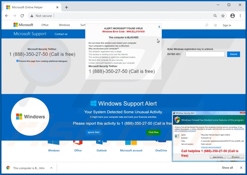 fraude Windows Error Code: WIN.DLL0151930
