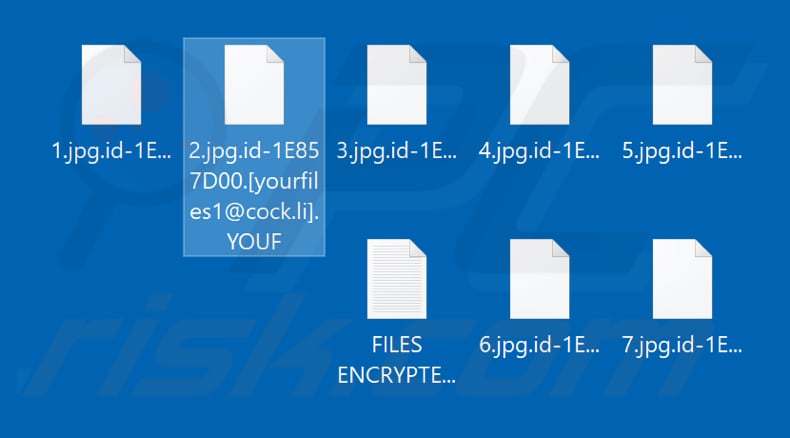 Ficheiros encriptados pelo ransomware YOUF (extensão .YOUF)