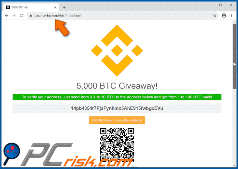 website binance-btc.fund que promove fraude de Bitcoin