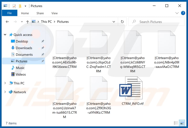 Ficheiros encriptados pelo ransomware CTRM (extensão .CTRM)