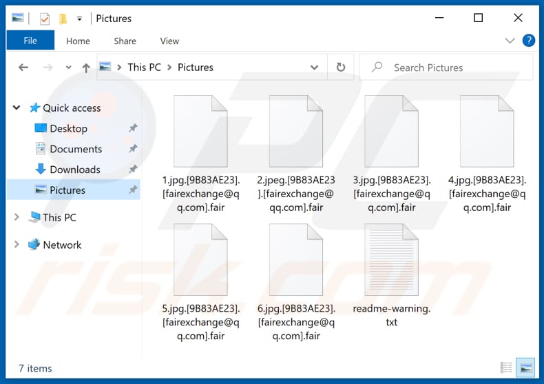 Ficheiros encriptados pelo ransomware Fair (extensão .fair)