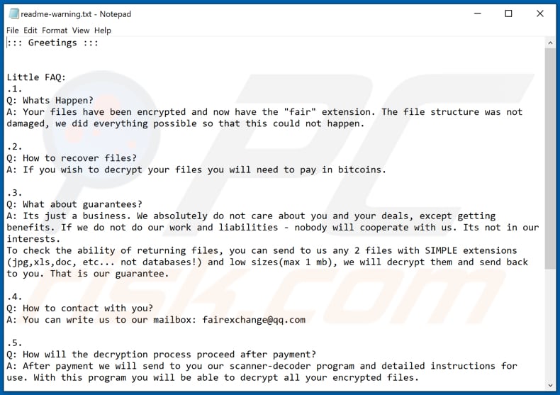 Instruções de desencriptação de Fair (readme-warning.txt)