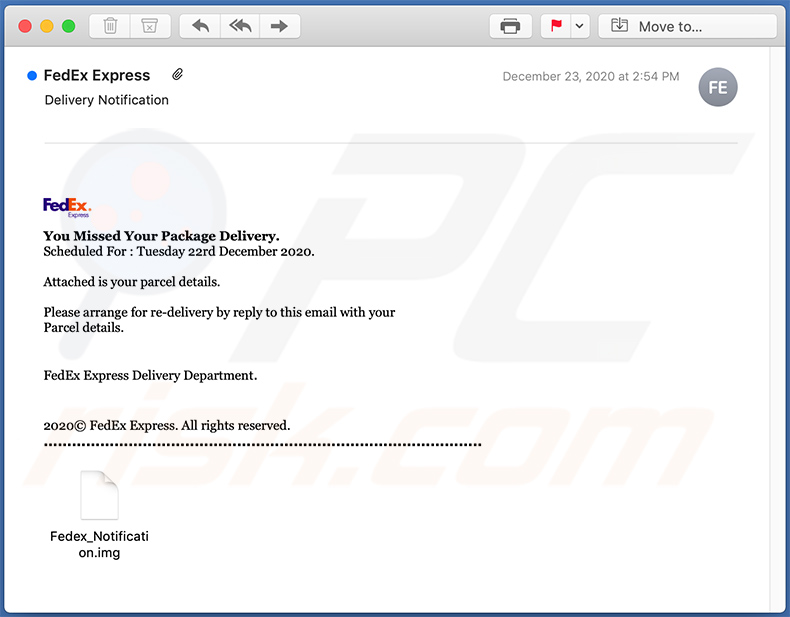 E-mail de spam com o tema FedEx Express usado para distribuir malware LokiBot