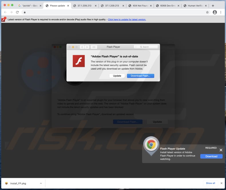 Site duvidoso usado para promover o adware FPVideo