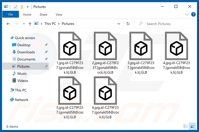 Ficheiros encriptados pelo ransomware GLB (extensão .GLB)