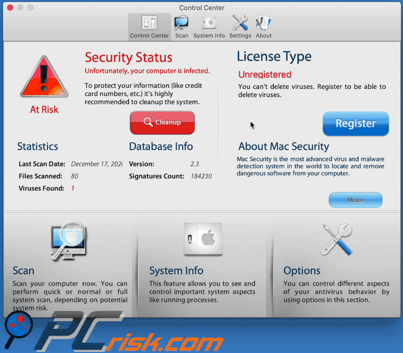 Appearance of Mac Security PUA (GIF)