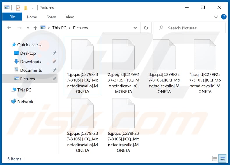 Ficheiros encriptados pelo ransomware MONETA (extensão .MONETA)