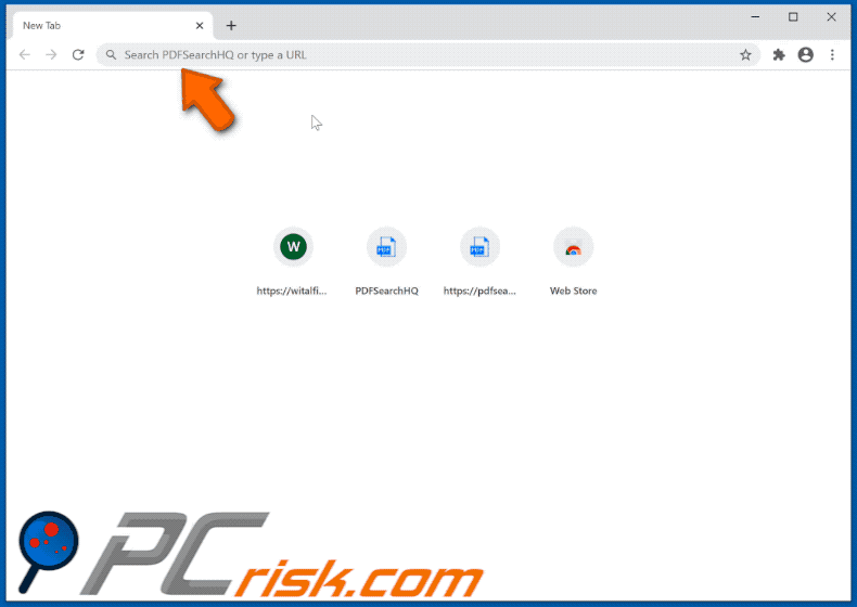 aparência do GIF de sequestrador de navegador PDFSearchHQ