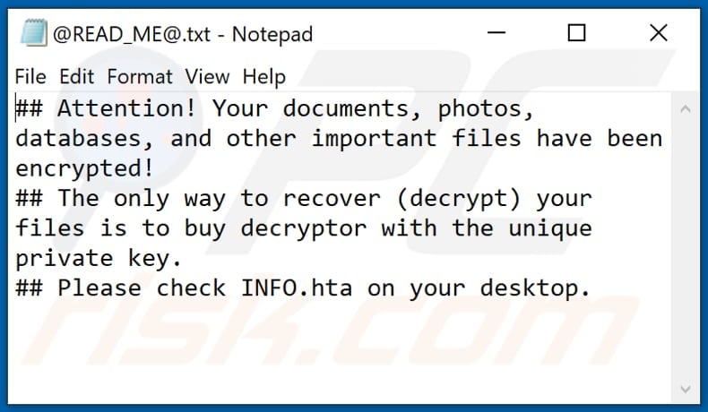 Ficheiro de texto ransomware Ufo (@READ_ME@.txt)