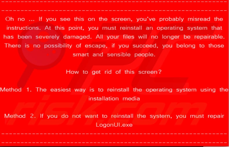 Ecrã do ransomware wormlocker exibido após introduzir a chave