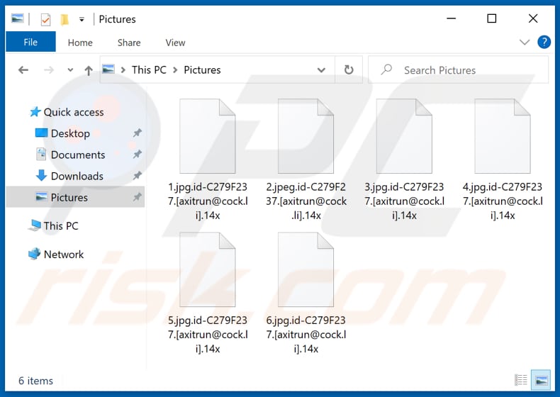 Ficheiros encriptados pelo ransomware 14x (extensão .14x)