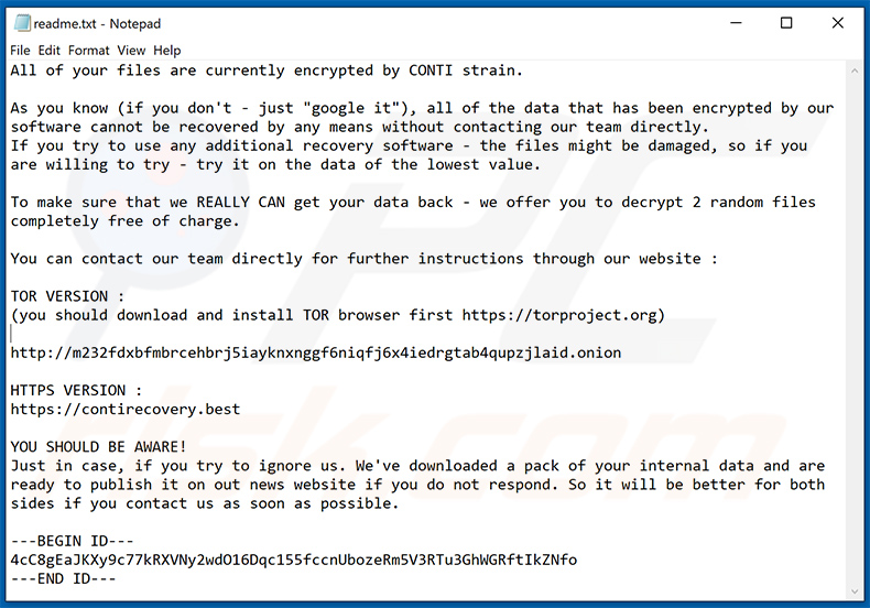nota de resgate CONTI (KKBKR) (readme.txt)