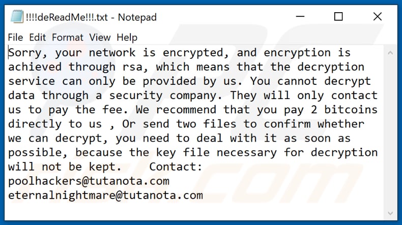 segunda variante da nota de resgate do ransomware cring (!!!!deReadMe!!!.txt)