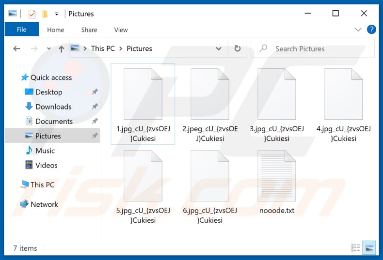 Ficheiros encriptados pelo ransomware Cukiesi (extensão _cU{zvsOEJ}Cukiesi)