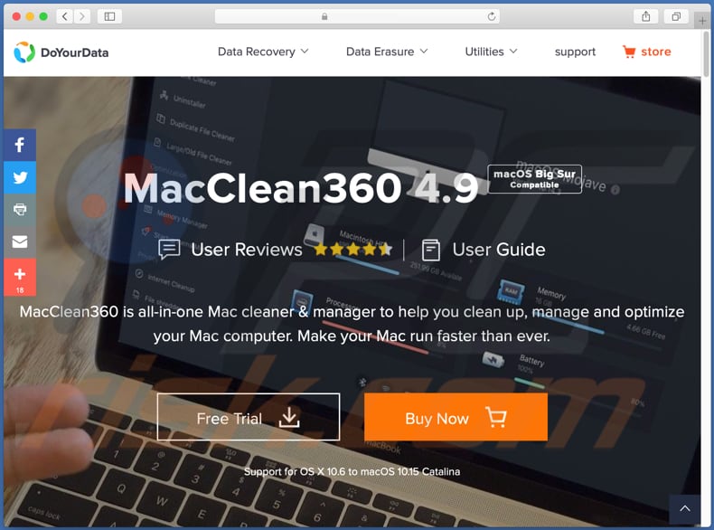 Site que promove a API MacClean360