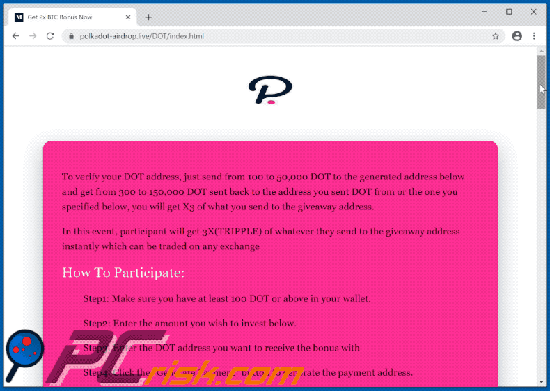 fraude da criptomoeda Polkadot (DOT)