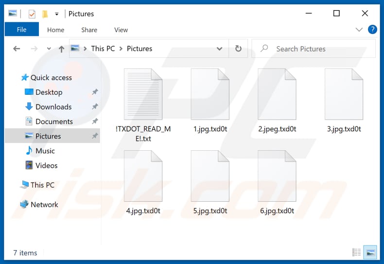 Ficheiros encriptados pelo ransomware RansomExx (extensão .txd0t)