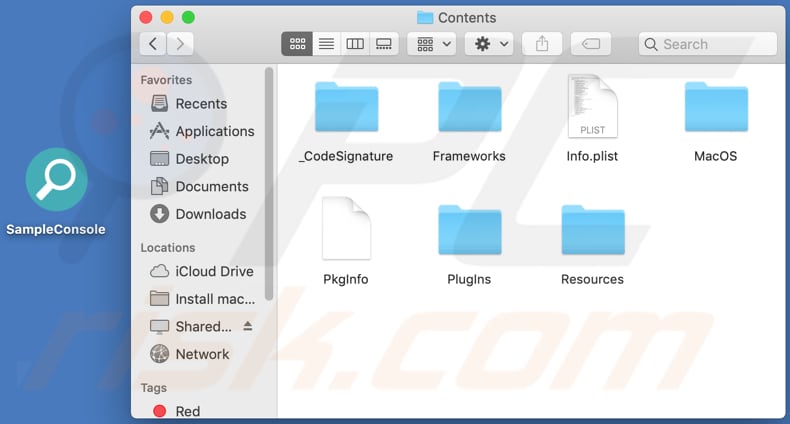 pasta de conteúdo de adware sampleconsole