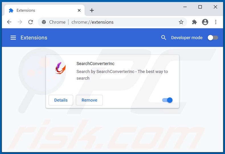 Removendo as extensões do Google Chrome relacionadas a searchconverterinc.com